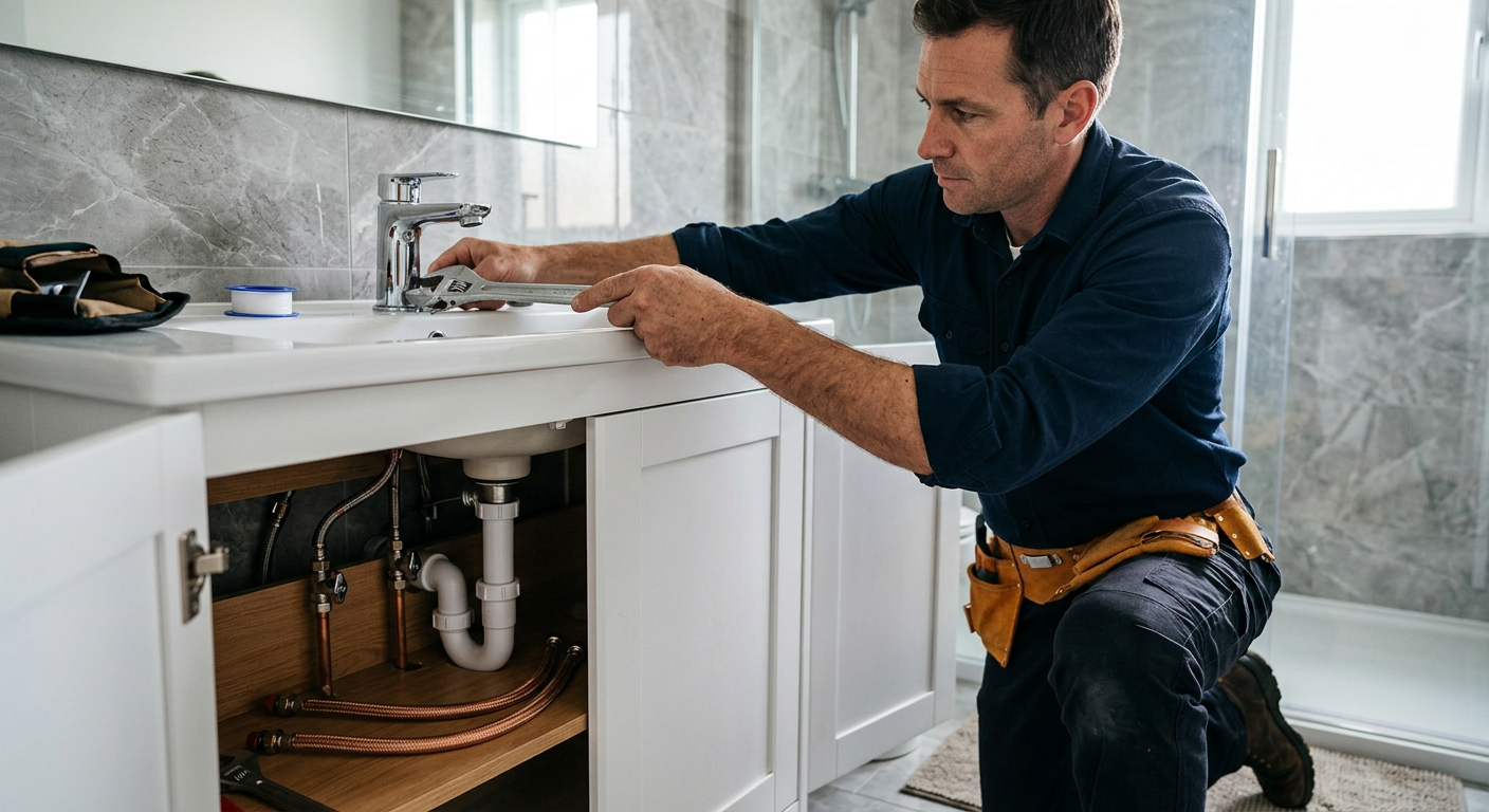 Pose de mitigeur chromé par un plombier à Saint-Germain-en-Laye